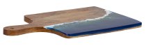 Wooden cutting board with blue/green