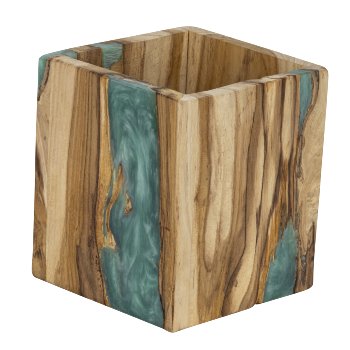 Holz-Box mit türkisenem Harz h=12cm