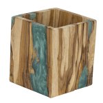 Holz-Box mit türkisenem Harz h=12cm