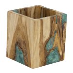 Holz-Box mit türkisenem Harz h=12cm