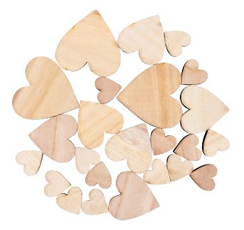 Streudeko Holzherzen natur b=2,5-6cm,