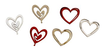Wooden hearts w=3,5cm asst., Setprice
