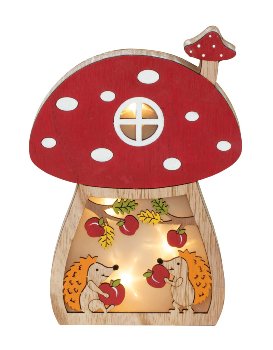 Wooden flying agaric with hedgehog &