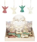 Wooden angels 12xred, 12xgreen, 24xcreme