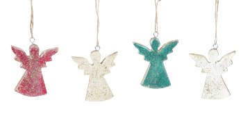 Wooden angels 12xred, 12xgreen, 24xcreme
