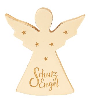 Wooden angel "Schutzengel" white for