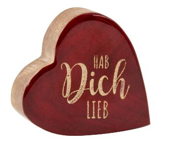 Herzdeko aus Holz "Hab dich lieb" in rot