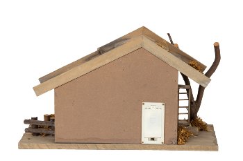 Wooden house with LED-light h=22cm