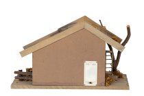 Wooden house with LED-light h=22cm
