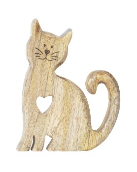 Holz-Katze stehend braun h=14,5cm b=11cm