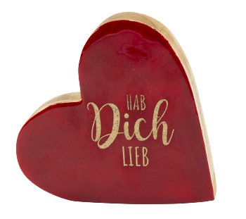 Herzdeko aus Holz "Hab dich lieb" in rot