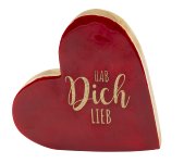 Herzdeko aus Holz "Hab dich lieb" in rot