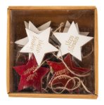 Wooden stars 8,5x8,5cm in red & white