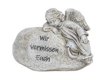 Tomb angel lying on stone "Wir vermissen