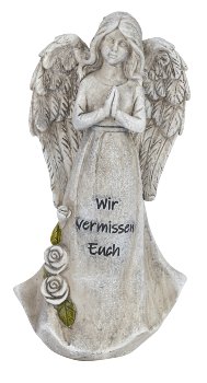 Grabengel stehend mit Spruch "Wir