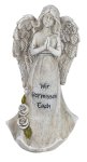 Grabengel stehend mit Spruch "Wir