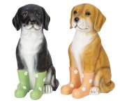Hunde sitzend mit Schuhen h=30cm sort.