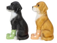 Hunde sitzend mit Schuhen h=30cm sort.