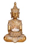 Buddha sitzend gold mit Teelichthalter