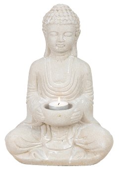 Buddha sitzend creme h=30cm, B-WARE!