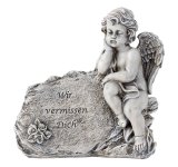 Tomb angel beside stone h=26cm w=24,5cm