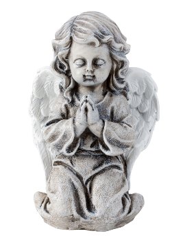 Grey angel with white wings h=16cm