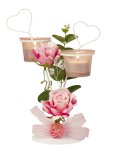 Metal decoration heart with pink roses &