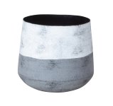 Metal planter grey/white h=16cm d=17cm