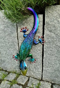 Metal gecko for hanging or laying w=62cm