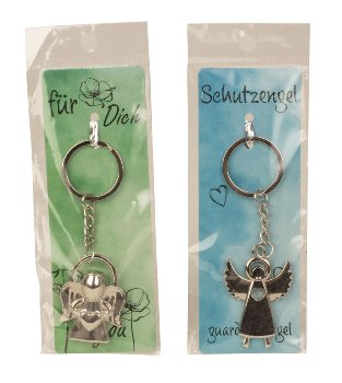 Metal Guardian Angel Keyring h=4,2+4,5cm