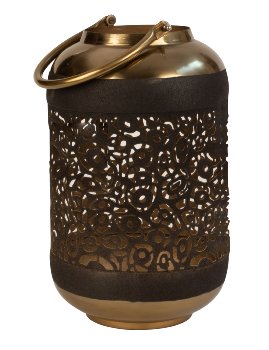 Metal lantern black/gold h=32cm w=20cm