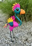 Metal bird colorful standing h=64cm