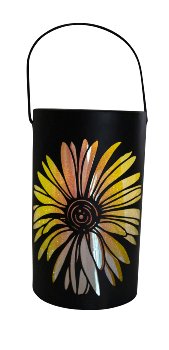 Metal lantern black with flower design &