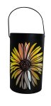 Metall Laterne schwarz mit Blumendesign