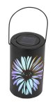 Metal lantern black with flower design &