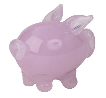Glass lucky pig rose 2cm