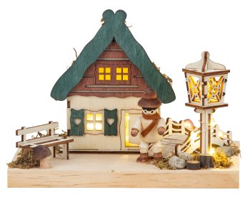 Wooden decoration with house and