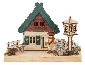 Wooden decoration with house and