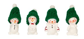 Cute snowman with green fabric hat