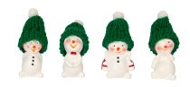 Cute snowman with green fabric hat
