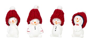 Cute snowman with red fabric hat