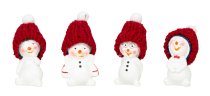 Cute snowman with red fabric hat
