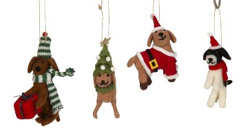 Felt xmas dogs for hanging h=10-13cm