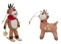 Felt reindeers for hanging h=12+14cm