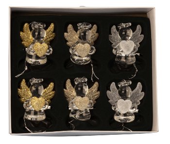 Glass angel w. golden/silver/clear