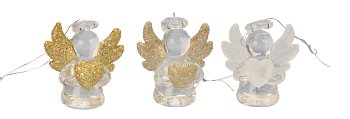 Glass angel w. golden/silver/clear
