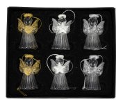 Glass angel w. golden/silver/clear