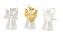 Glass angel w. golden/silver/clear