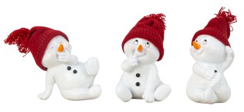 Cute snowman with red hat sitting