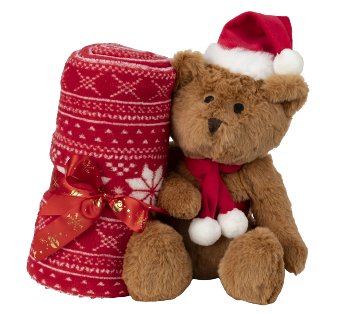 Plüsch Weihnachtsbär mit Nikolausmütze